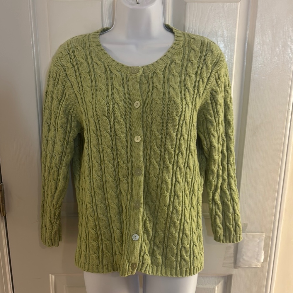 EUC GAP Green Cable Knit Cardigan Classic Sweater